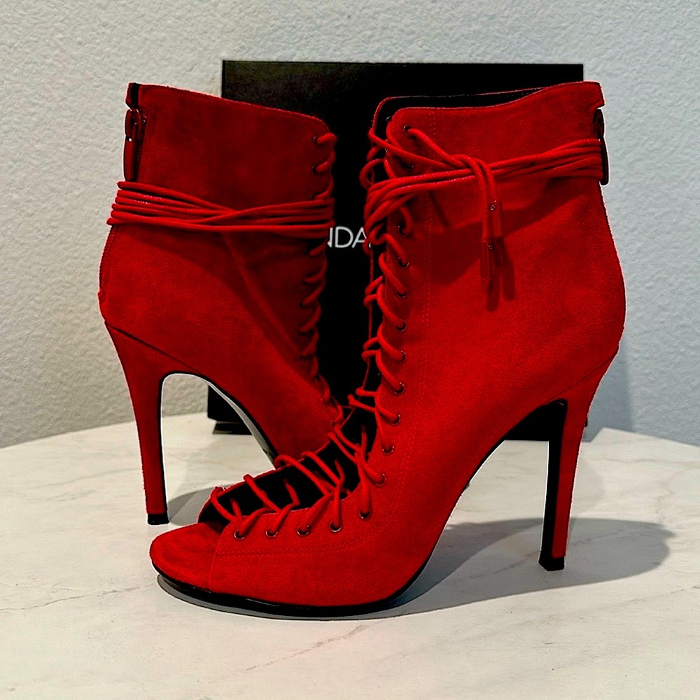 Kendall and Kylie Red Ginny Strappy Booties